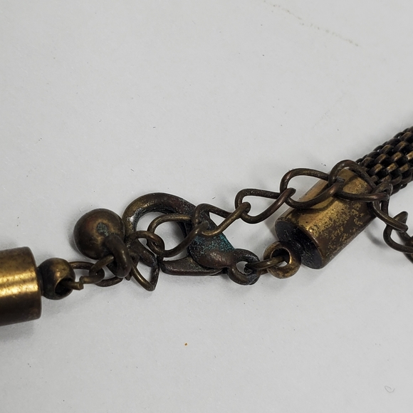 Vintage metal corded mesh chain with large bronze color metal beaded necklace - Picture 6 of 8